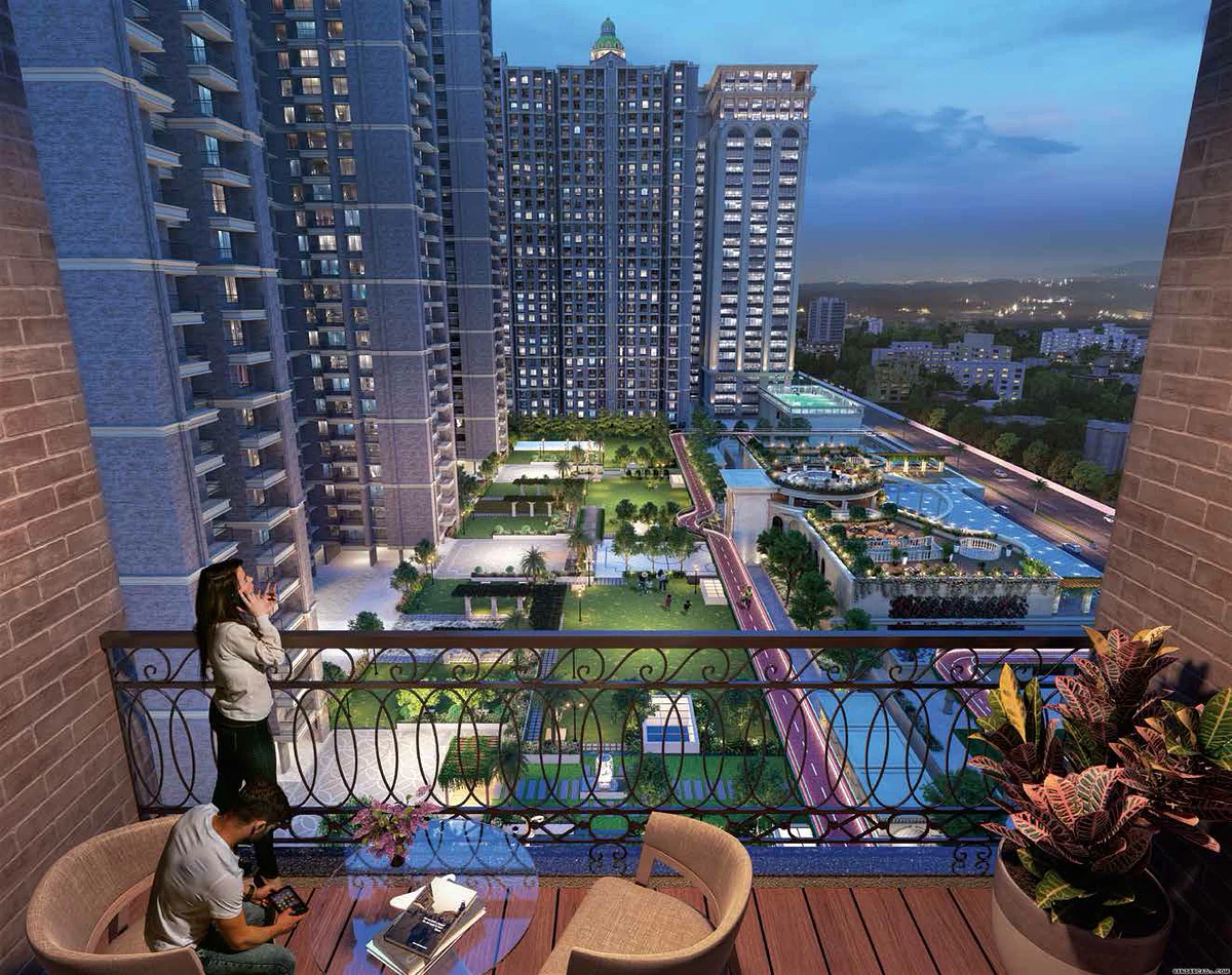 Balcony view over the podium gardens at Sai World Dreams